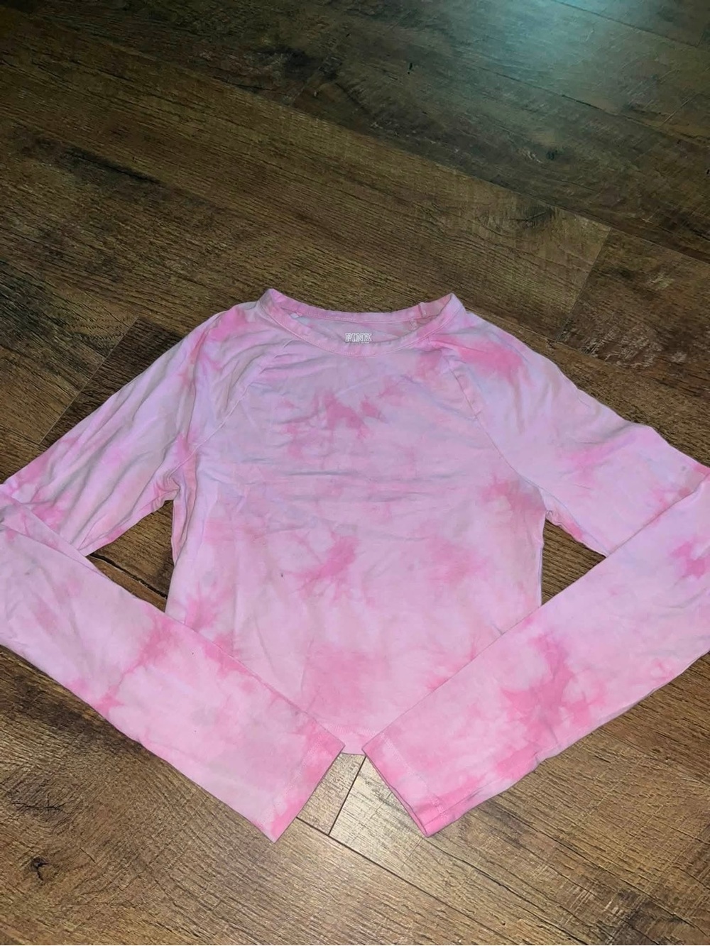 PINK Victoria's Secret Pink Tie-Dye Crop Long Sleeve
